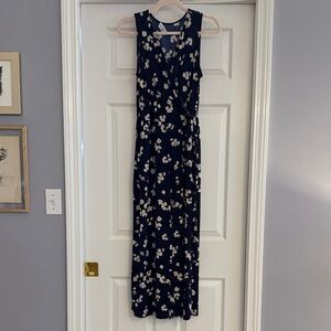 Kaileigh Navy and Cream Floral Jumpsuit